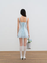 Lace Trim Button Front Mini Dress