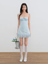 Lace Trim Button Front Mini Dress