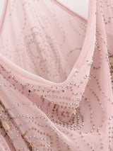 Beaded Cowl Neck Ruched Mini Dress