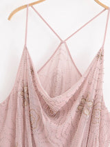 Beaded Cowl Neck Ruched Mini Dress