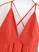 Deep V Crisscross Back Maxi Dress