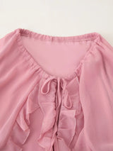 Tie Front Ruffle Maxi Dress