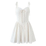 Lace Trim Corset Tie Strap Mini Dress