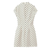 Polka Keyhole Tie Neck Mini Dress