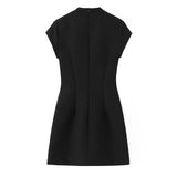 Polka Keyhole Tie Neck Mini Dress