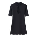 Lace Keyhole Collar Mini Dress