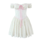 Lace Corset Puff Sleeve Mini Dress