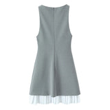 Sleeveless A Line Pleated Hem Mini Dress