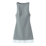 Sleeveless A Line Pleated Hem Mini Dress