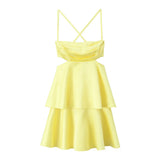 Crisscross Strap Cutout Tiered Midi Dress