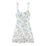 Tie Strap Ruffle Hem Mini Dress
