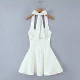 Halter Tie Neck Flare Mini Dress