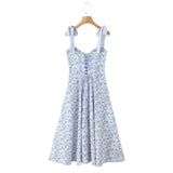 Bow Strap Sweetheart Midi Dress