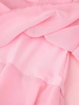 Rosette Halter Tiered Chiffon Maxi Dress