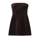 Strapless Bow Back Satin Mini Dress
