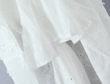Embroidered Asymmetric Ruffle Midi Dress