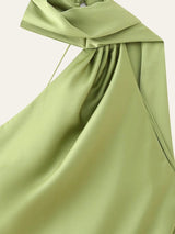 Scarf Neck Satin Maxi Dress