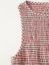 Smocked Crewneck Gingham Maxi Dress