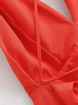 Deep V Crisscross Back Maxi Dress