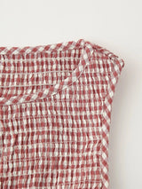 Smocked Crewneck Gingham Maxi Dress