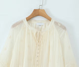 Sheer Dobby Tassel Tie Ruffle Hem Mini Dress