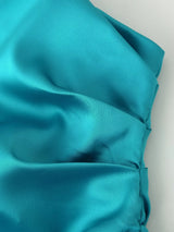 One Shoulder Draped Pleated Trim Midi Dress