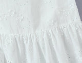 Embroidered Asymmetric Ruffle Midi Dress