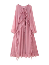 Tie Front Ruffle Maxi Dress