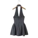 Robe courte boutonnée à col cranté