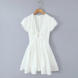 Tie Front Plunge Mini Dress