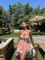 Rosette Lace Corset Mini Dress