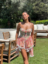 Rosette Lace Corset Mini Dress
