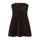 Strapless Bow Back Satin Mini Dress