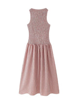 Smocked Crewneck Gingham Maxi Dress