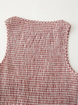 Smocked Crewneck Gingham Maxi Dress