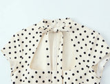 Polka Keyhole Tie Neck Mini Dress