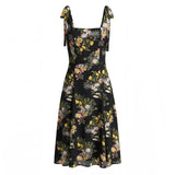 Floral Tie Strap Square Neck Maxi Dress