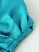 One Shoulder Draped Pleated Trim Midi Dress