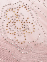 Beaded Cowl Neck Ruched Mini Dress