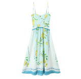 Lemon Print Sweetheart Cami Maxi Dress