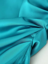 One Shoulder Draped Pleated Trim Midi Dress