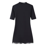 Lace Keyhole Collar Mini Dress