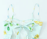 Lemon Print Sweetheart Cami Maxi Dress