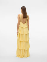 Rosette Halter Tiered Chiffon Maxi Dress