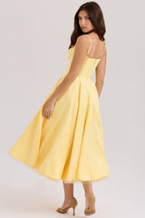 Structured Bustier A Line Midi Dress