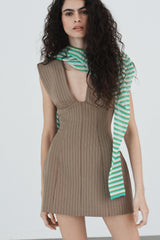 Sculpted Deep V Mini Dress