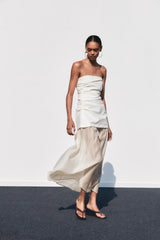 Strapless Sheer Hem Maxi Dress