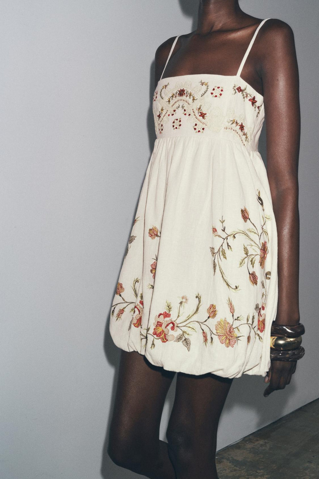 Embroidered Bustier Bubble Mini Dress