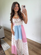 Halter Tie Patchwork Lace Maxi Dress