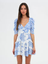 Lace Panel Tie Front Mini Dress